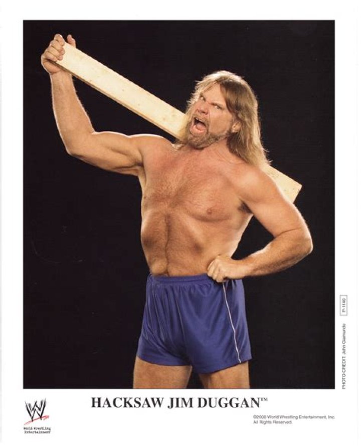 Hacksaw Jim Duggan with his 2x4