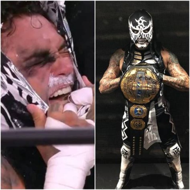 Impact wrestler Pentagon Jr With and without his mask